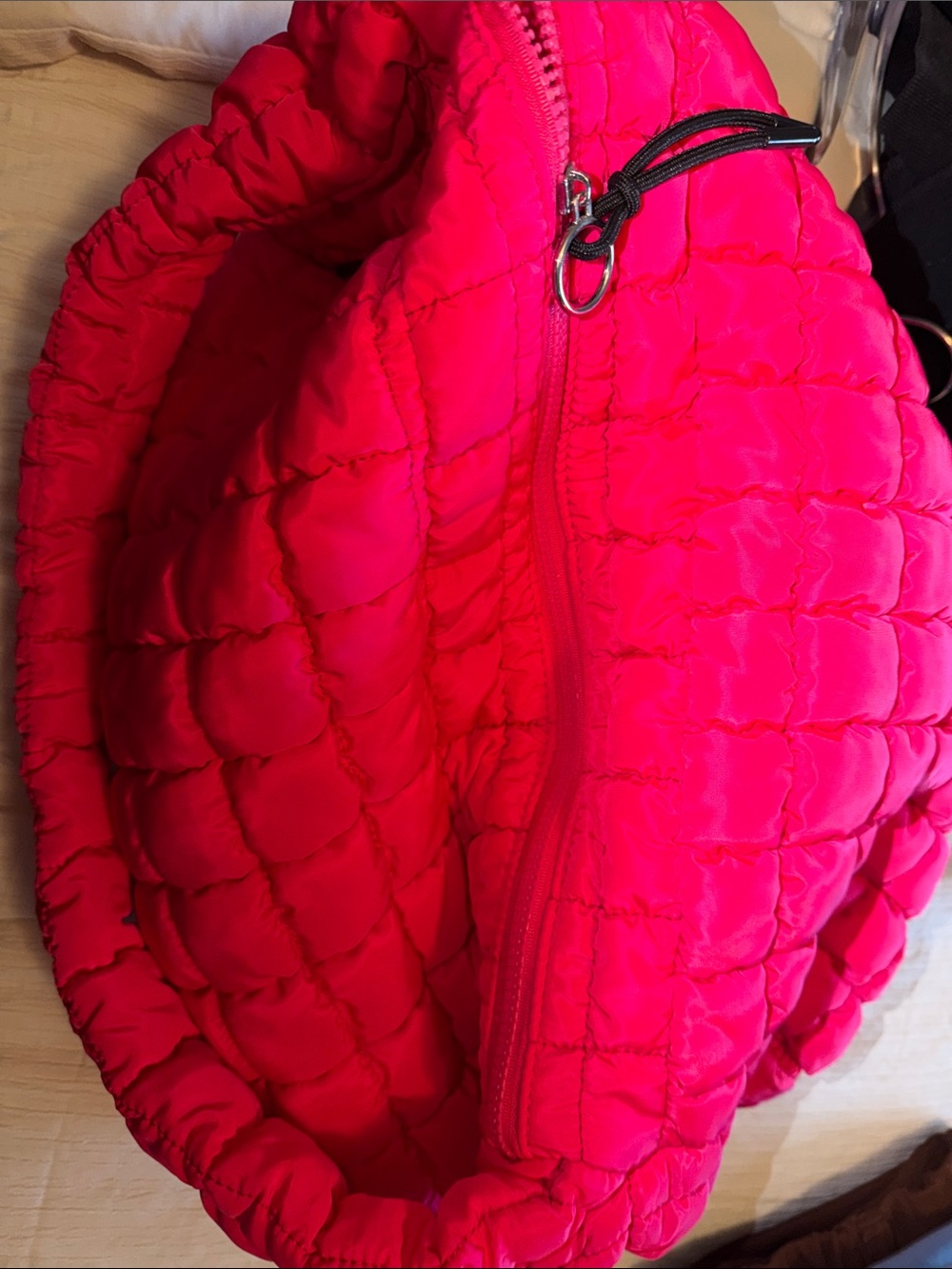 FP Movement by Free People Hot Pink Quilted Ruffled Shoulder Hobo Bag - Picture 5 of 5